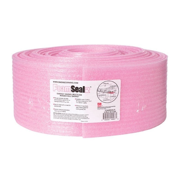 Owens Corning FoamSealR 5.5 in. W X 50 ft. L X 0.25 in. 5 Radiant Barrier Ridged Sill Gasket Roll 22 2FS - main